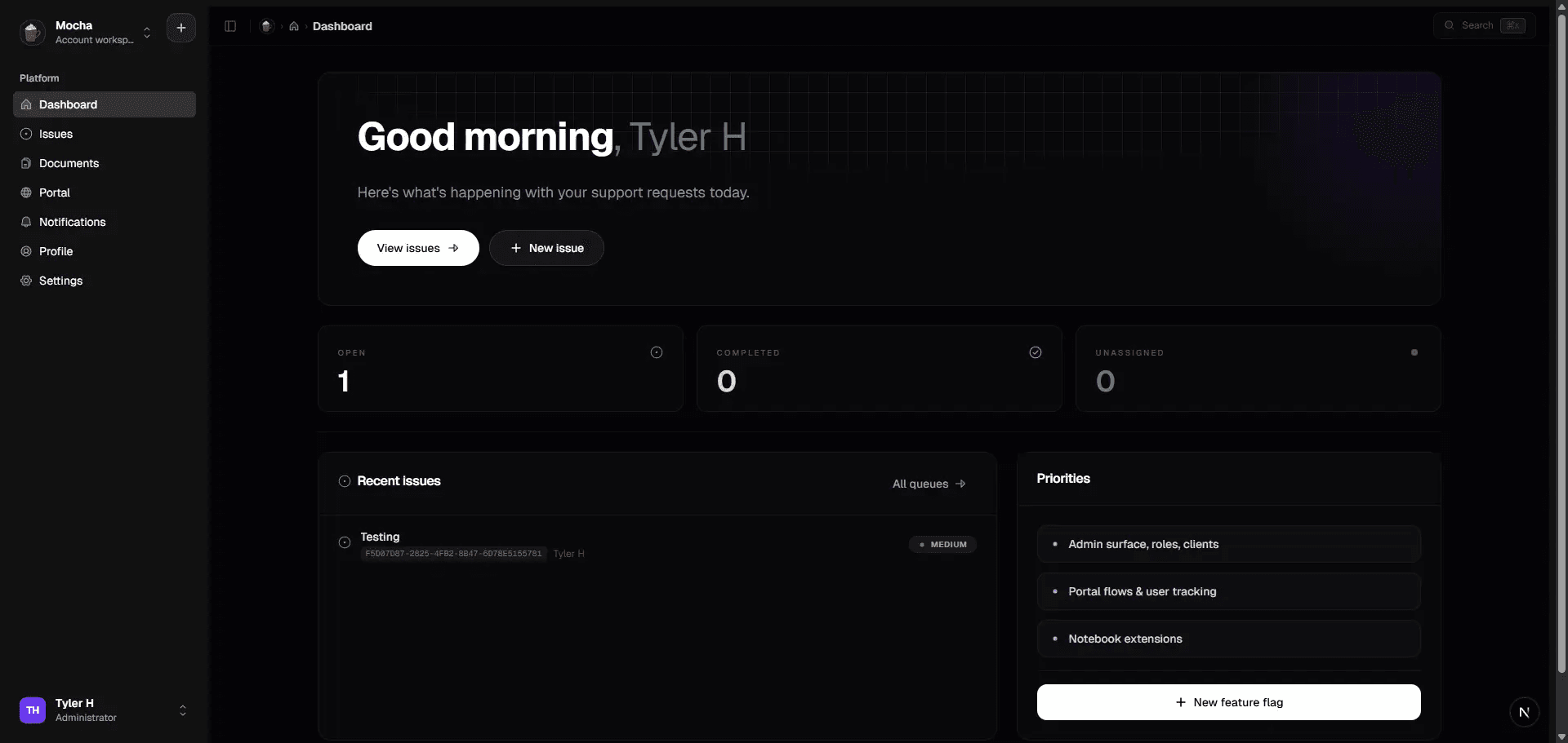 Mocha — dashboard